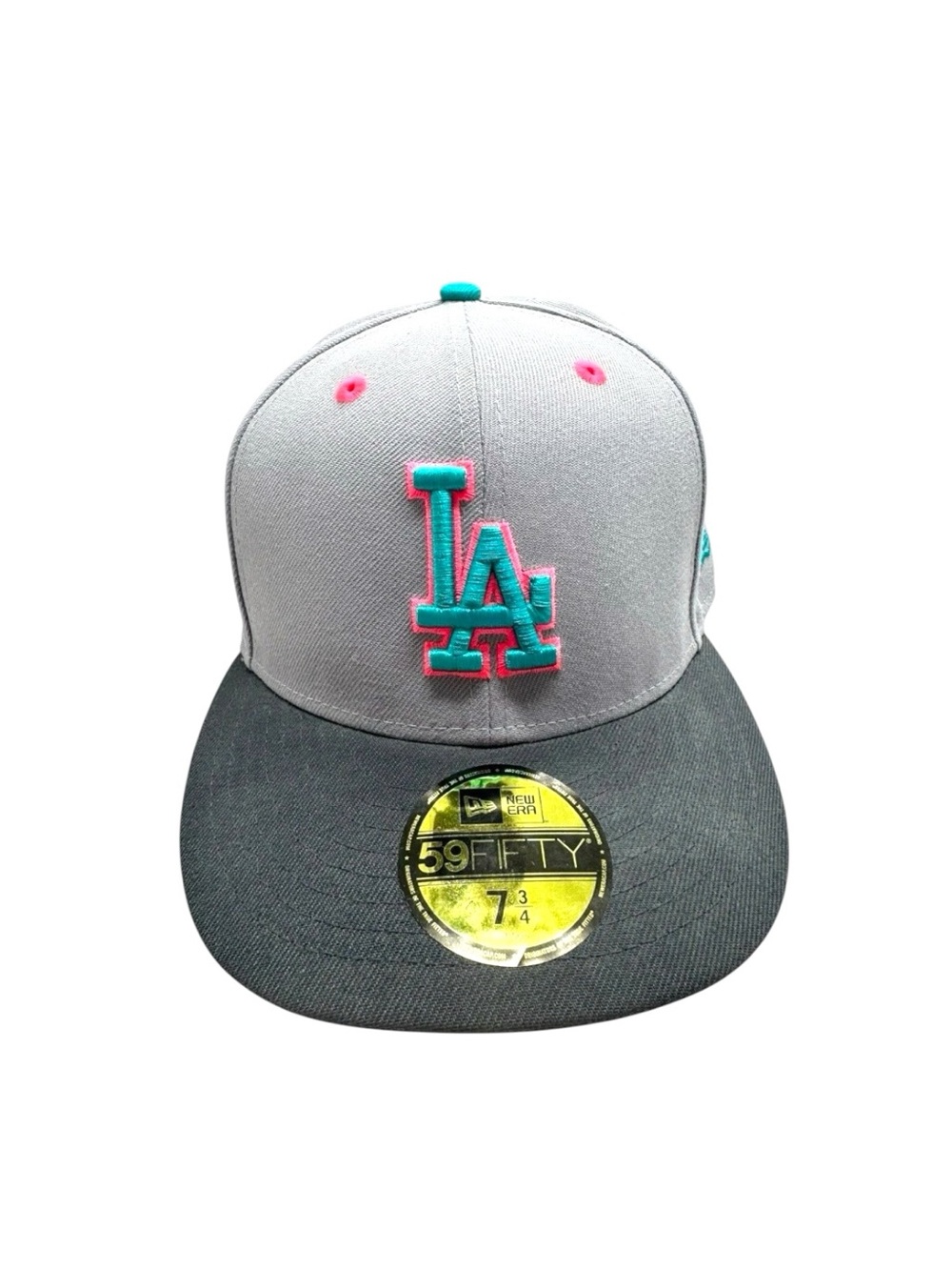 Los Angeles LA Dodgers Hat New Era Baseball 1981 WS Patch Fitted 7 3/4 Pink Teal